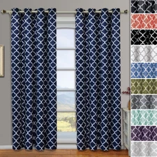 Meridian Thermal Room-Darkening Grommet Window Geometric Curtain 2 Panels Set 