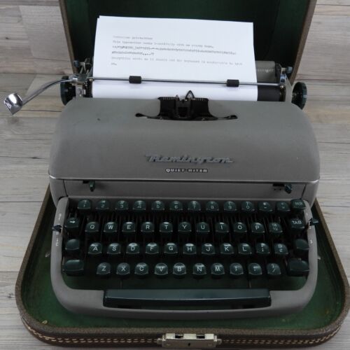 Macchina da scrivere vintage Remington Rand Quiet-Riter Miracle Tab verde con custodia eccellente - Foto 2 di 17