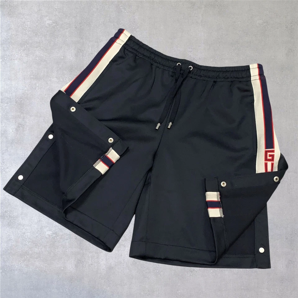 Gucci GG Side Logo Webbing Trimmed Technical Jersey Shorts Black Size M - Image 3 of 4