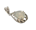 2.50 Ct.Ethiopia Natural White Pear Cut Play-of-Color Opal Silver/RhodiumPendant — photo 8