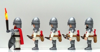 Playmobil 5 Chevaliers Templiers Teutoniques Médiévaux - Set 3666 Château Croisé - Occasion - Malte