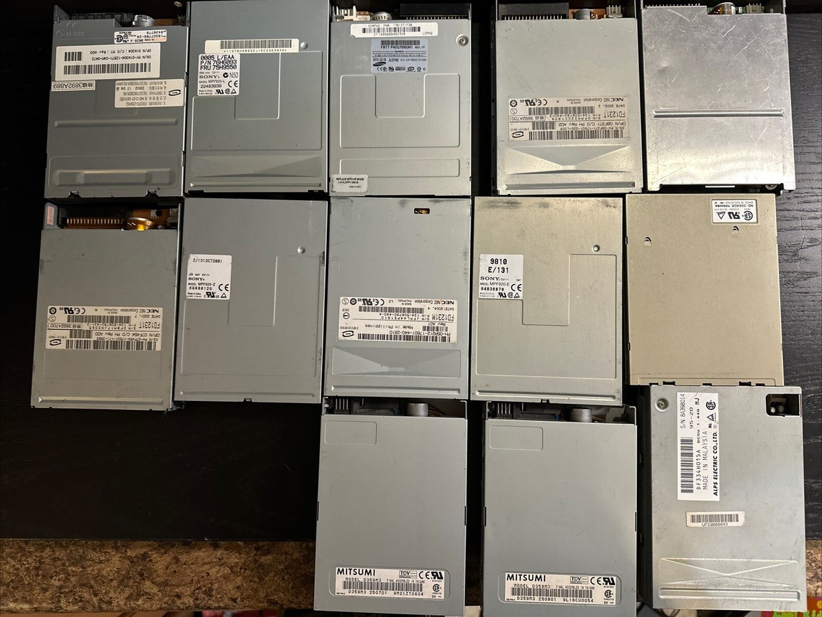 Tested - Lot of (13) 3.25” Floppy Disk Drives Vintage TEAC