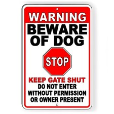 Sign Or Decal Beware Of Dog Will Bite Security Attack Guard Warning Protected