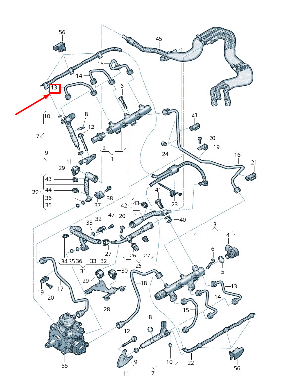 Tuyau de pression moteur Audi A4 B9 059130241Er