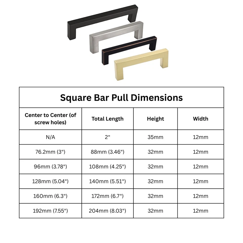 Mueble de baño de cocina con manija cuadrada negra perilla clásica moderna granja Foto 2 de 4