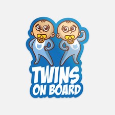 Twins On Board Blue Vinyl Sticker Decal