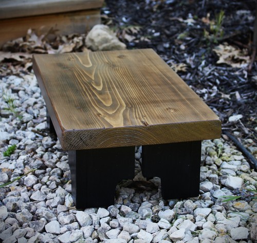 Wood Step Stool,Riser,Modern Farmhouse,Handmade,Cottage,Walnut Stain,Black - Picture 6 of 6