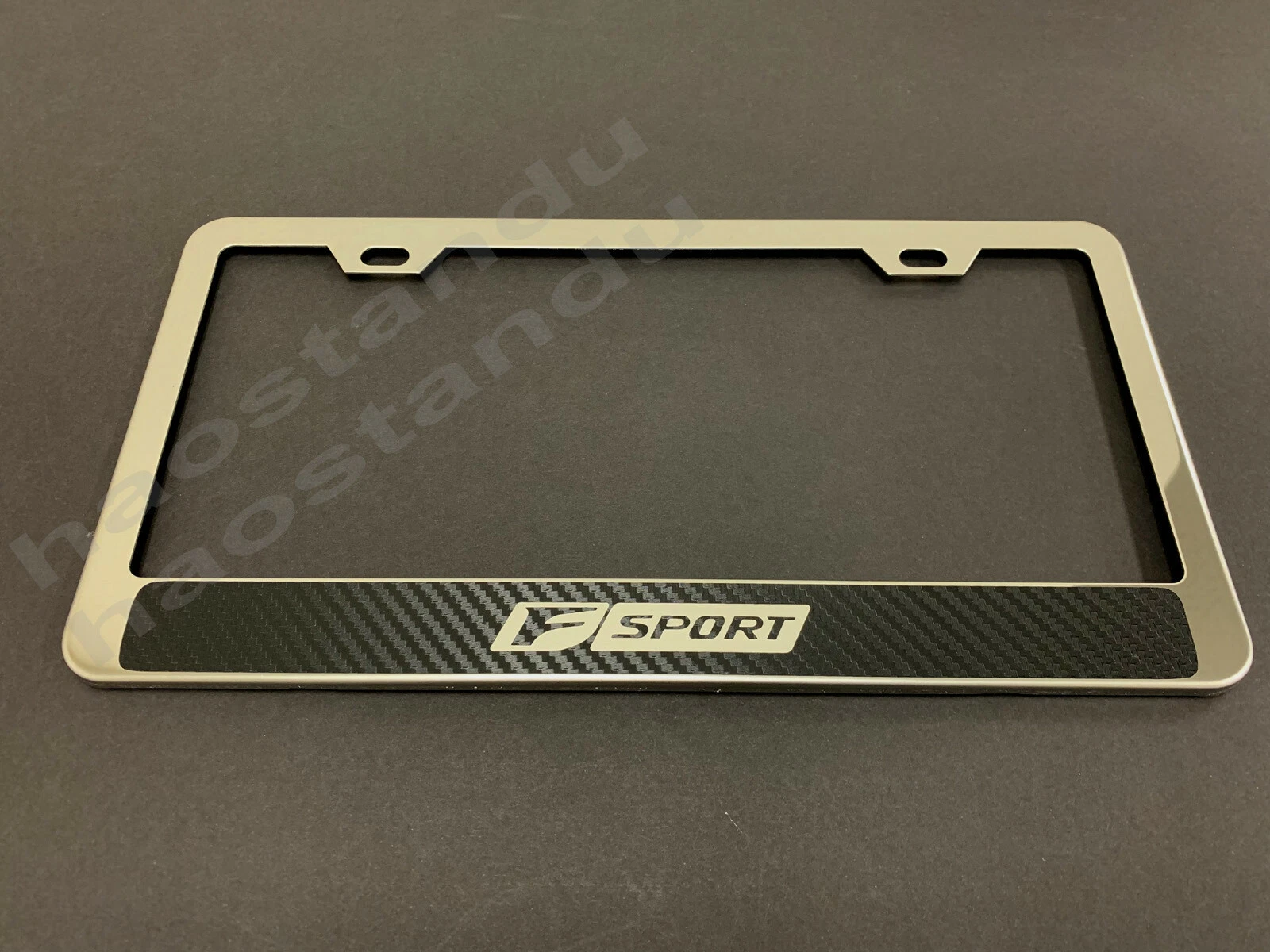 1x FSPORT HALO STAINLESS STEEL LICENSE PLATE FRAME w (Carbon Fiber Style)