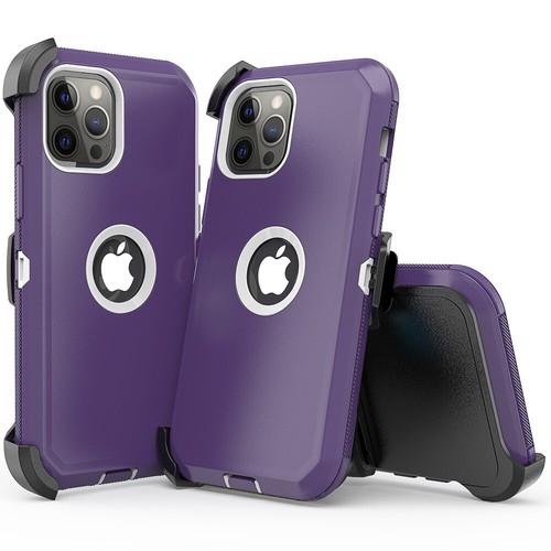 For iPhone 15 Pro Max 14 XR 13 12 Rugged Hybrid Defender Case Belt Clip Holster - Picture 42 of 44