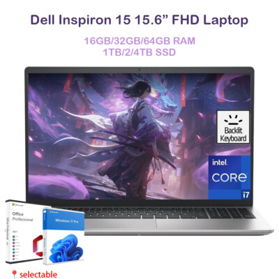2024 Dell Inspiron 15 Laptop 10-Core-i7-1355U UpTo 64GB&4TB,Win11Pro+Office 2021