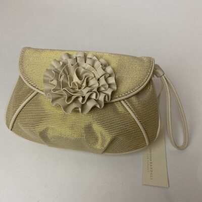 Loeffler Randall For Target Clutch Golden Evening Bag Purse Floral gold shimmery