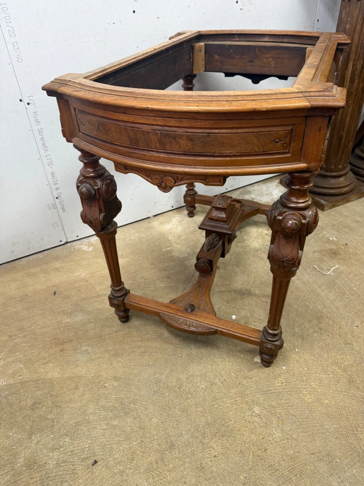 Mesa de centro antigua renacimiento victoriano mármol 1870 burl nogal Foto 3 de 4