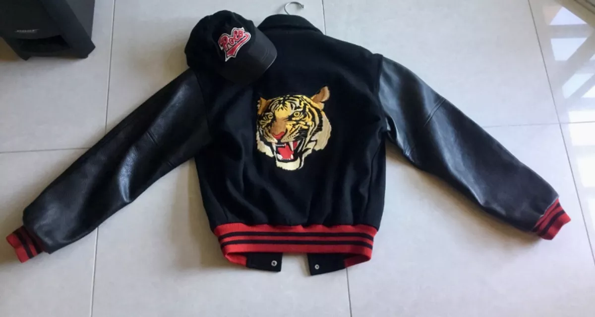 OG Vintage Polo Ralph Lauren Tiger Leather Jacket W/ Hat RRL P Wing 1992  Stadium