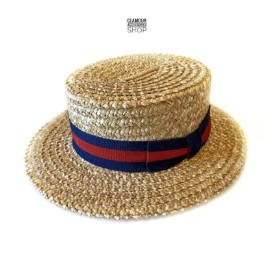 Magiostrina Sommerhut Stroh blau rot Herren Damen MADE IN ITALY ...