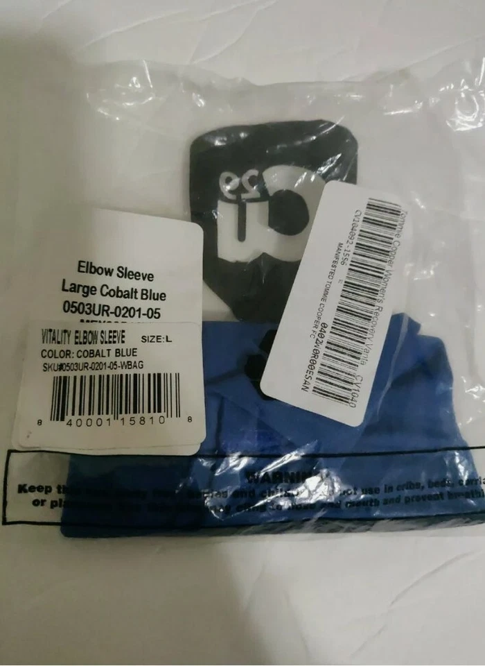 Tommie Cooper Women's  Elbow Compression Sleeve Large/Cobalt Blue - Image 2 of 3