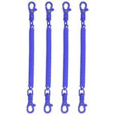 4pcs Retractable Coil Springs Keychain with Plastic Lobster Clasp Dark Blue
