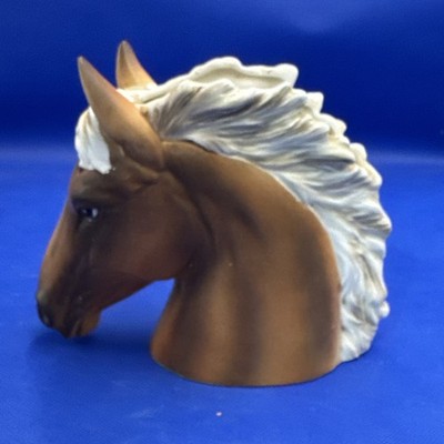 Vintage Inarco Japan ceramic horse head planter, featuring a palomino coloring
