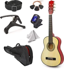 NEW! 30" Left Handed Natural Wood Guitar With Case and 30", Natrual 