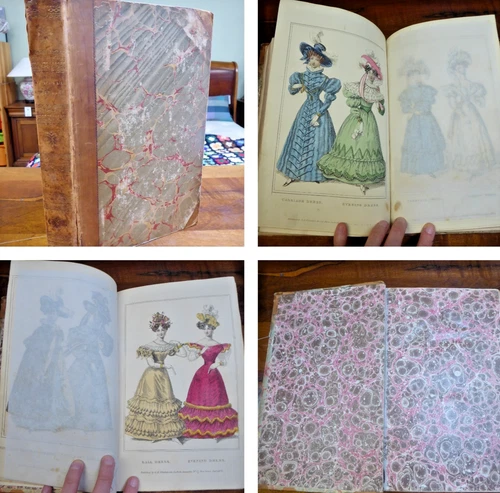 Antique 1828 La Belle Assemble Court and Fashionable Magazine Hand Coloured