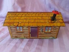 vintage Marx 1950's Log Cabin Western TIN litho  RARE POT BELLY stove Chimney