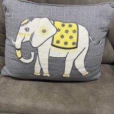 13  X 17  Gray Toss Pillow W/Zip Cover Featuring Adorned Elephant Design