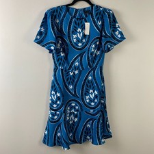 Ann Taylor Puff Sleeve Floral Fit & Flare Dress Size 2 Blue