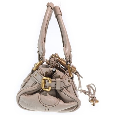 Chloe Paddington Mini Handbag Beige Leather Padlock Design Compact