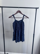 Abercrombie  Fitch Spaghetti Strap Navy Blue Floral Romper Youth SZ M 9/10 
