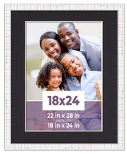 18x24 Frame White With Black Picture Mat For 18x24 Photo - White 22x28 Frame To