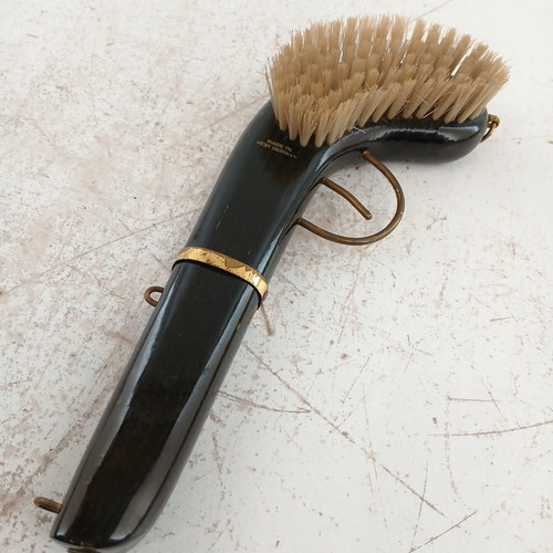 Vintage Pistol Shaped Clothes Lint Coat Brush Wood Handle West Germany Novelty