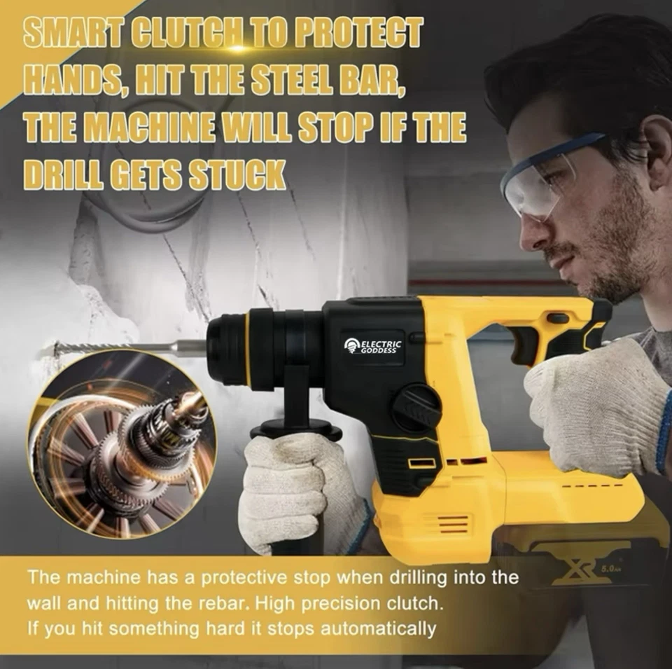 Electric Goddess Cordless Hammer SDS Rotary Drill For Dewalt 18V Batteries - Image 4 of 4