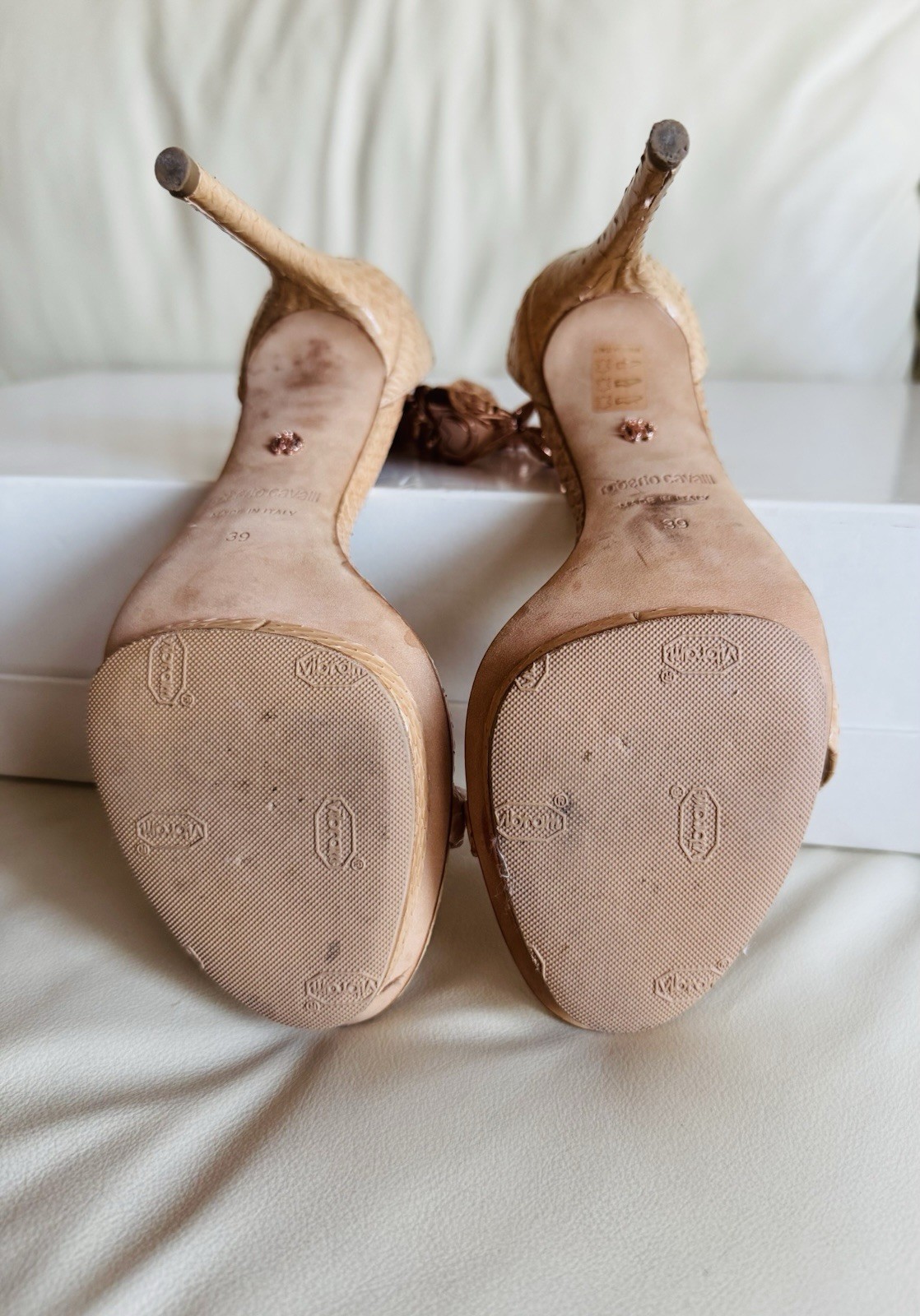 Roberto Cavalli Python Nude Platform Heels in Exc… - image 4