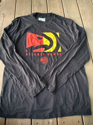 Men’s Large NBA Basketball Atlanta Hawks Long Sleeve Black Shirt NWOT - Picture 2 of 5