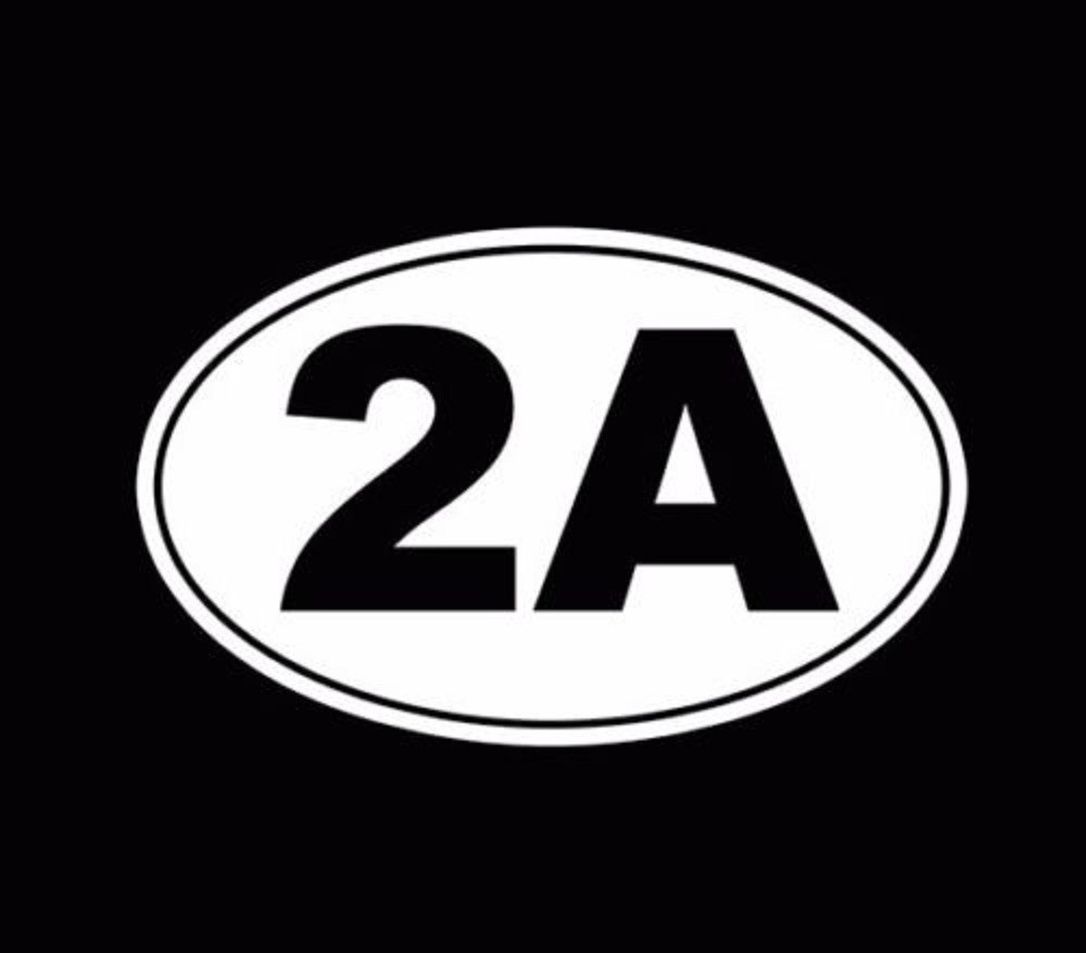 2A Oval Second Amendment Decal Vinyl Car Truck Laptop Window Sticker  White