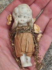 Rare  Adorable Antique Bisque 1920's Kewpie Bride with Original Tulle Dress