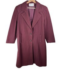 VTG Andrea Marin Size 16P Pea Trench Coat Purple Wool Blend Old Money Mob Wife