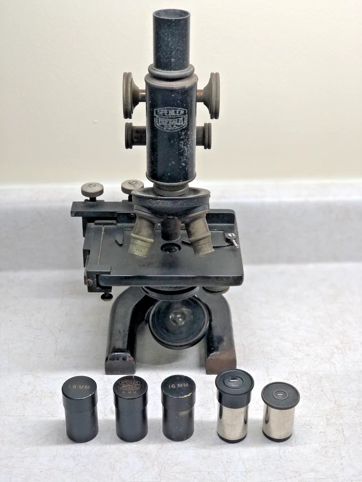 Vintage Spencer Microscope With Case Buffalo USA Cast Iron Brass - Image 2 of 4