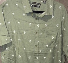 Saks Fifth Avenue Shirt Mens XL linen blend Button Up Lightweight Green NWT