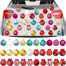 Bememo 30 Pcs 40 Christmas Reflective Car Magnets Set Small, Ball 