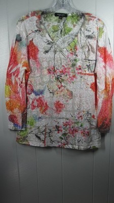 Katherine Marie Top Women's 1X Lightweight Artsy Watercolor Dopamine Floral USA