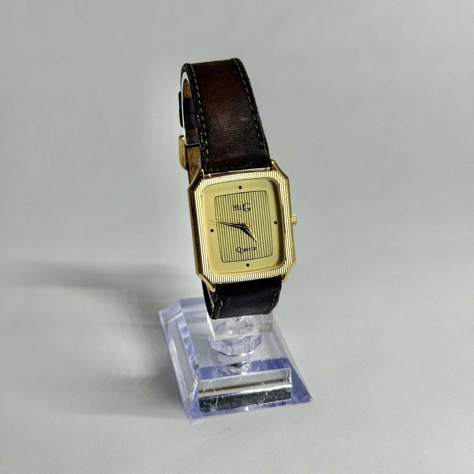 MR. G 30/5074 Analog Quartz Tank Gold Tone Women Vintage Watch W661 *WORKING
