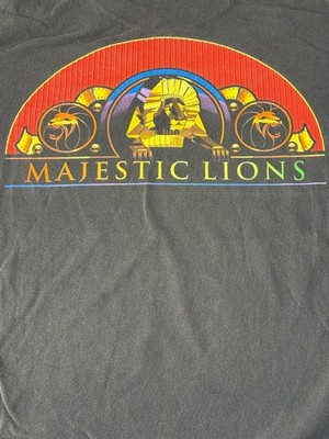 MGM Grand T-Shirt Mens Black Majestic Lions Logo Crew Neck XL Vintage 90s Delta