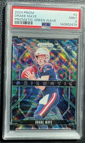 2024 PANINI PRIZM PRIZMATIC GREEN WAVE #2 DRAKE MAYE ROOKIE RC PSA 9