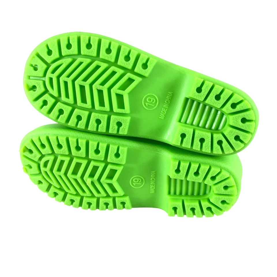 Botas de lluvia impermeables sin cordones para niños pequeños niños niñas verde lima talla 12 EE. UU. Foto 4 de 4