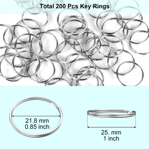 100 Stck. Schlüsselringe Großpackung, Split Schlüsselringe, Schlüsselanhänger Ringe und Handwerk 1 Zoll (25 mm) - Bild 2 von 7