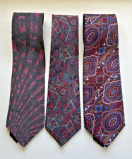3-Tie Bundle Bold Retro Paisley  Geometric Prints 100 Silk Italy Paris Labels