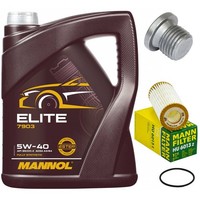 MotoröL Filter Set Mannol 5W40 5 Liter + Schraube FüR Audi A5 1.8 Tfsi 170 PS