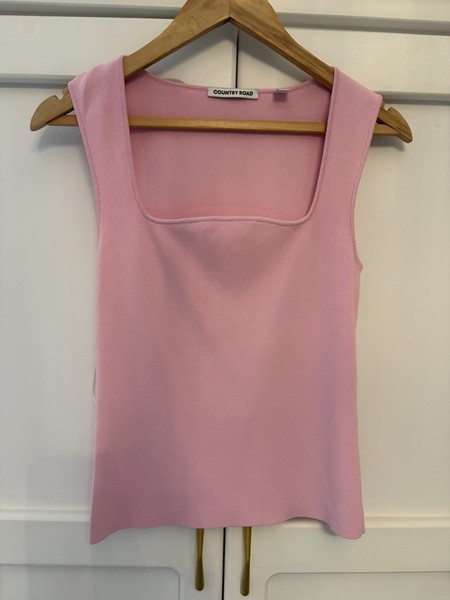 Country Road Square Neck Knit Cami Pink Size S