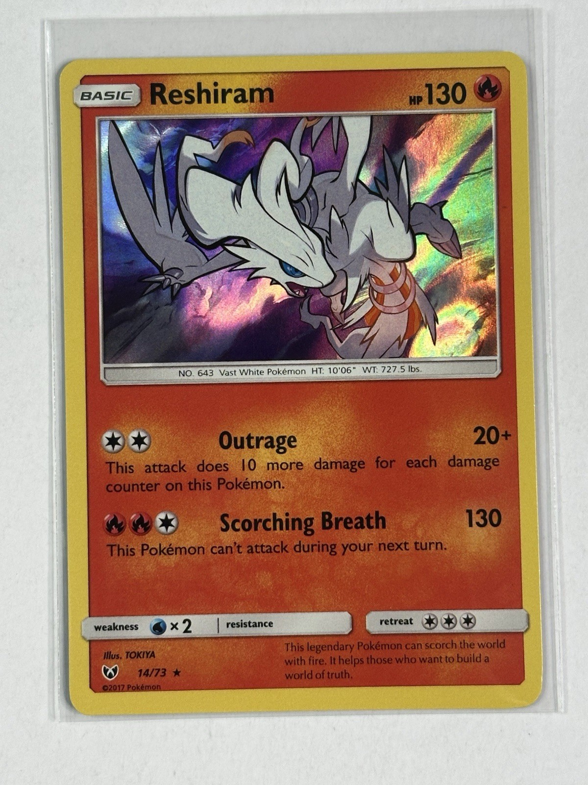 Reshiram 14/73 Shining Legends Pokémon TCG Holo Near Mint/Mint