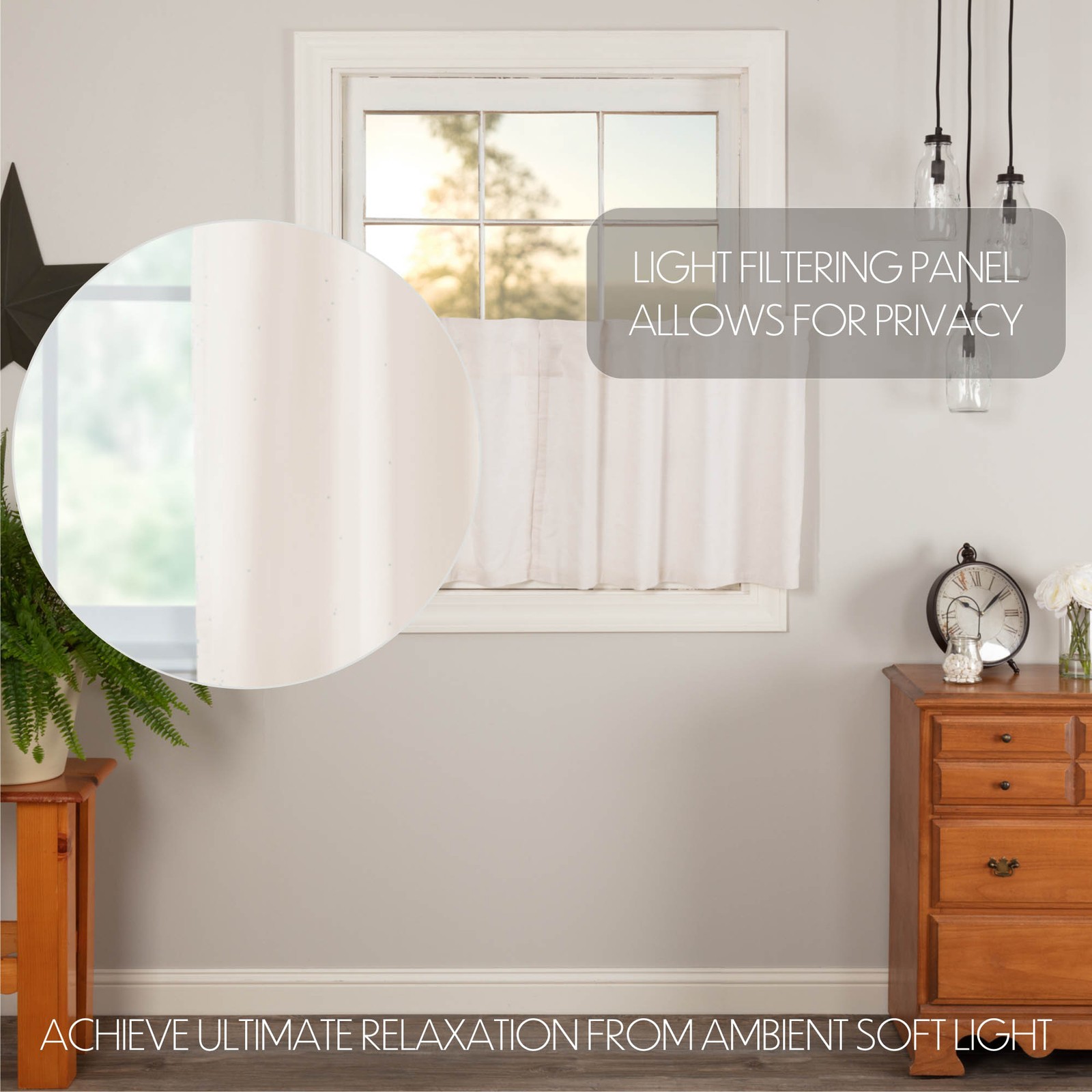 Simple Life Flax Antique White Set (2 Swag 36x16 ; 2 Tier 24x36) VHC Brands